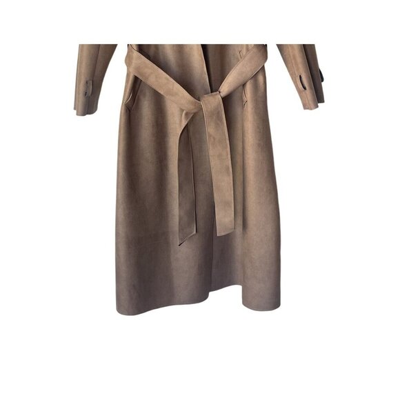 Anthropologie Luii Trench Coat Size XL Suede Ombre Belted Long Capsule Lagenlook - Picture 3 of 8
